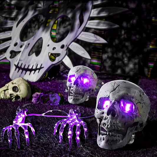 Halloween Light Up Skeleton Set Skull And Arms Party Decor