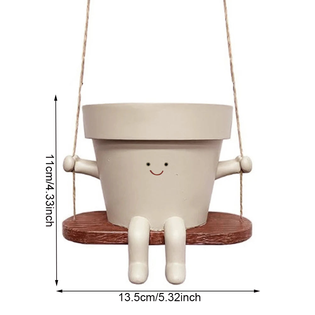 Face Head Planter Resin Smiling Face Planter Creative Wall Hanging Head Planter Multifunctional Home Garden Patio Accessories