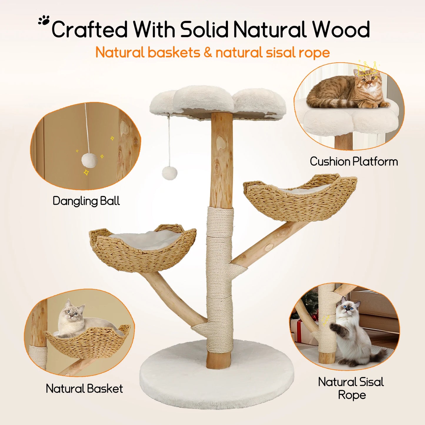 Bingopaw Cat Tree Tower Condo Furniture Scratch Post for Kittens Pet House Play