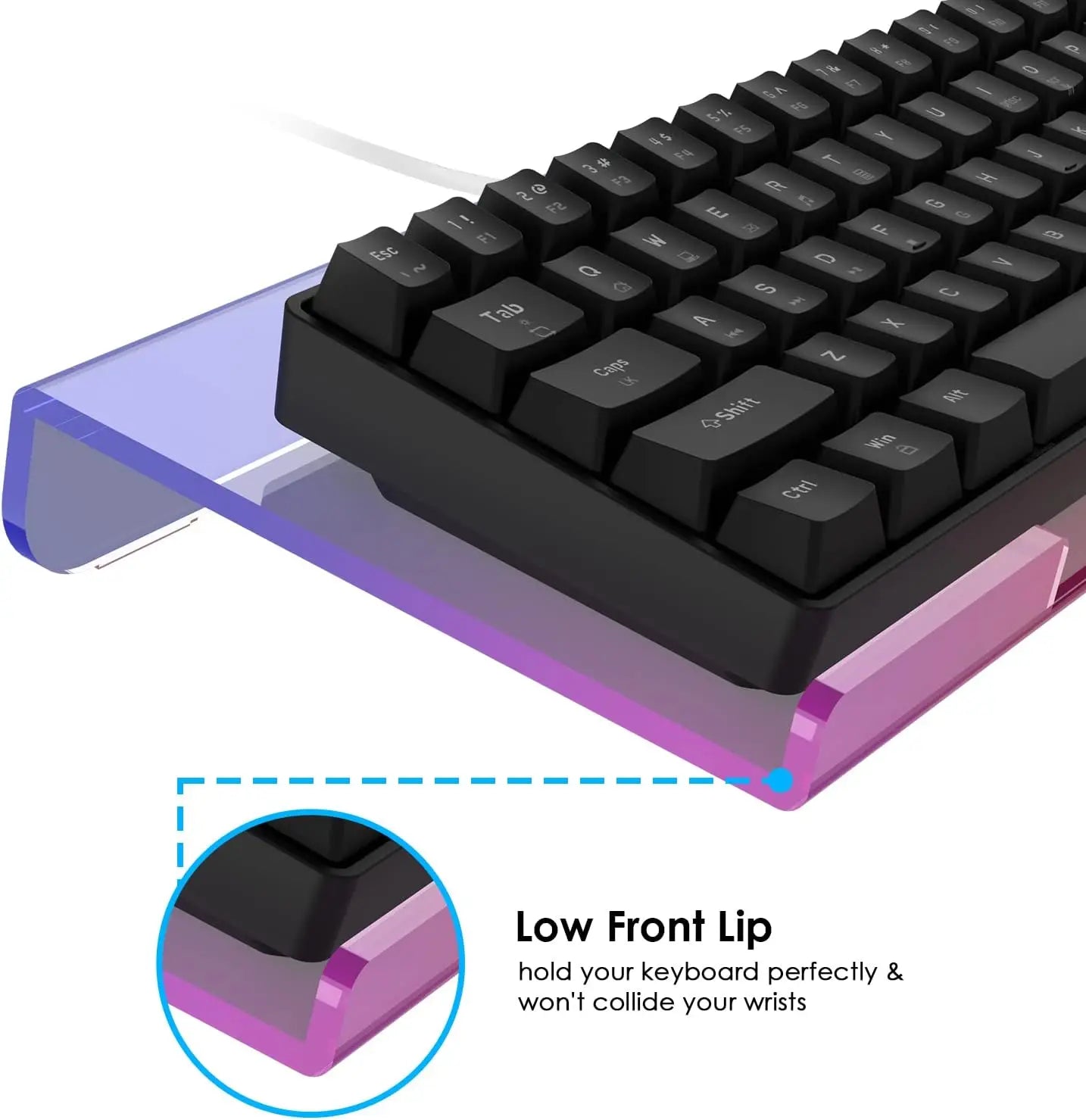 MAMBASNAKE Clear 366 Kinds RGB Acrylic Tilted Computer Keyboard Holder,PC Keyboard Stand Tray Holder for Easy Ergonomic Typing