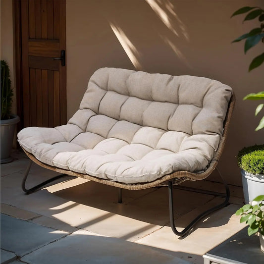 Outdoor Loveseat 2 Seater Couch Cushion Boho Rattan Patio