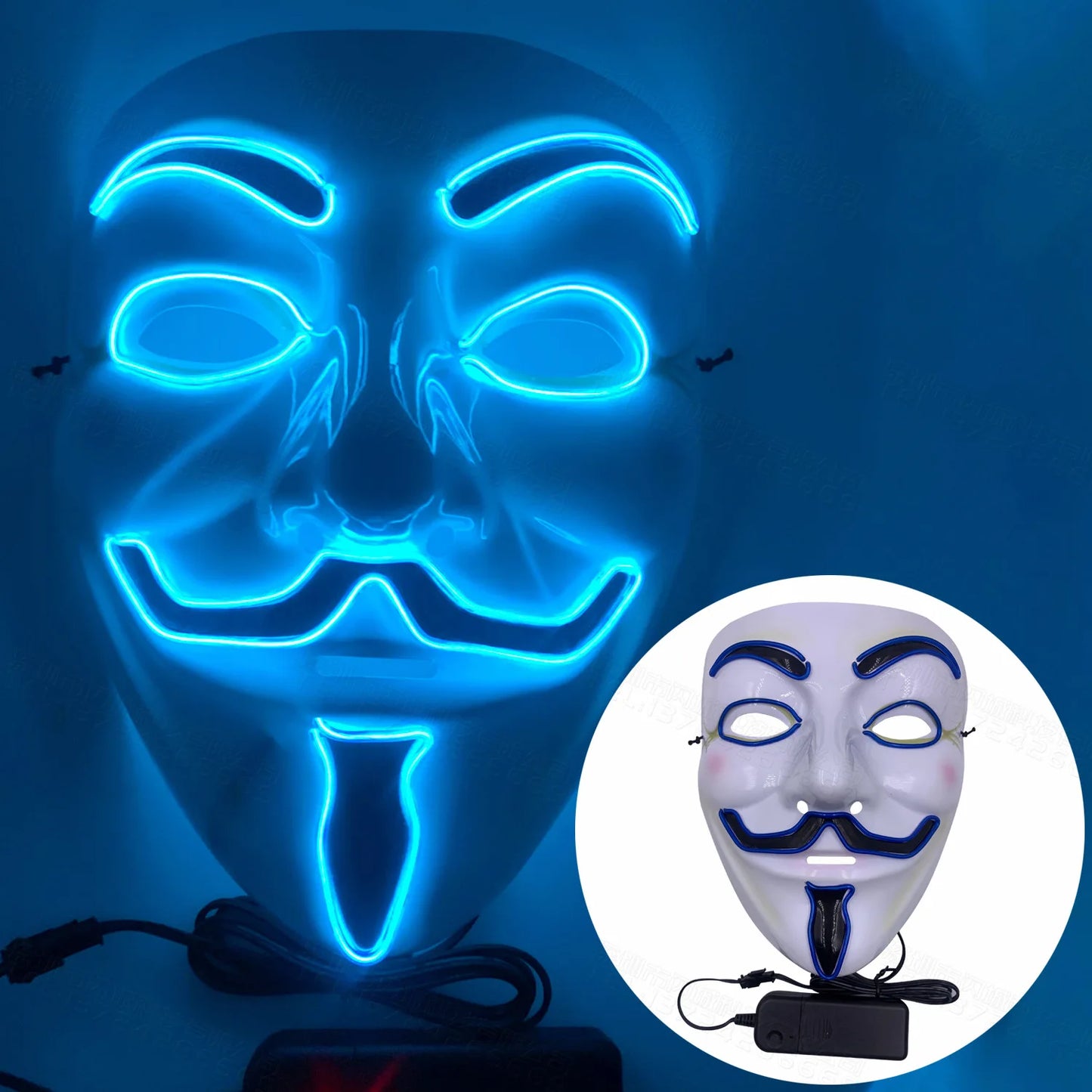 Halloween LED Mask Neon Glow Party Masquerade Mask Glow