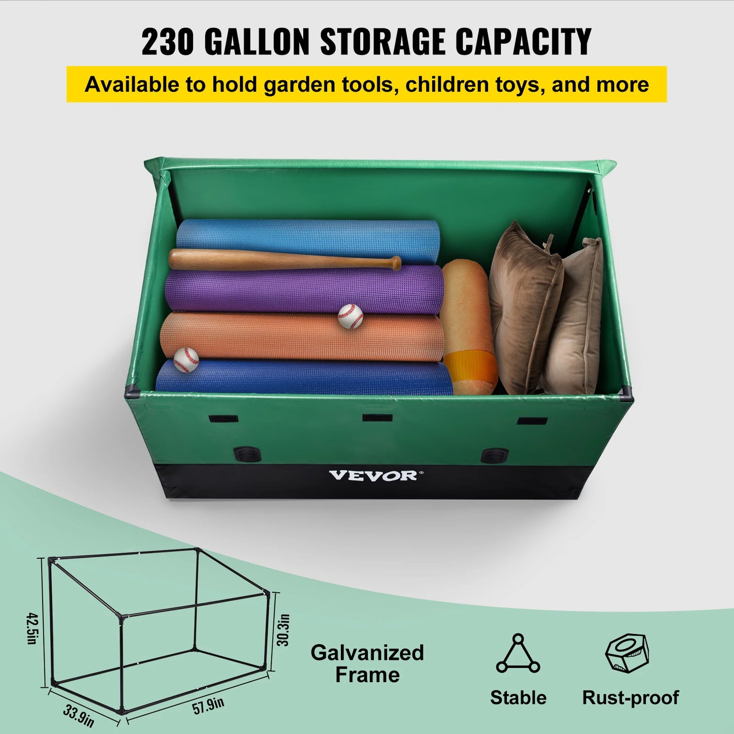 SucceBuy Outdoor Storage Box Patio Deck Box 100 /150 /230 Gallon Waterproof PE Tarpaulin Patio & Garden Furniture Home & Garden