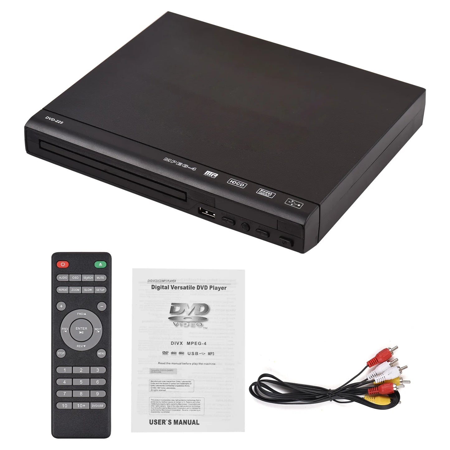 CD Player DVD CD Disc Player DVD-225 Home DVD Player DVD CD Disc Player Digital Multimedia Player AV Output with Remote Control