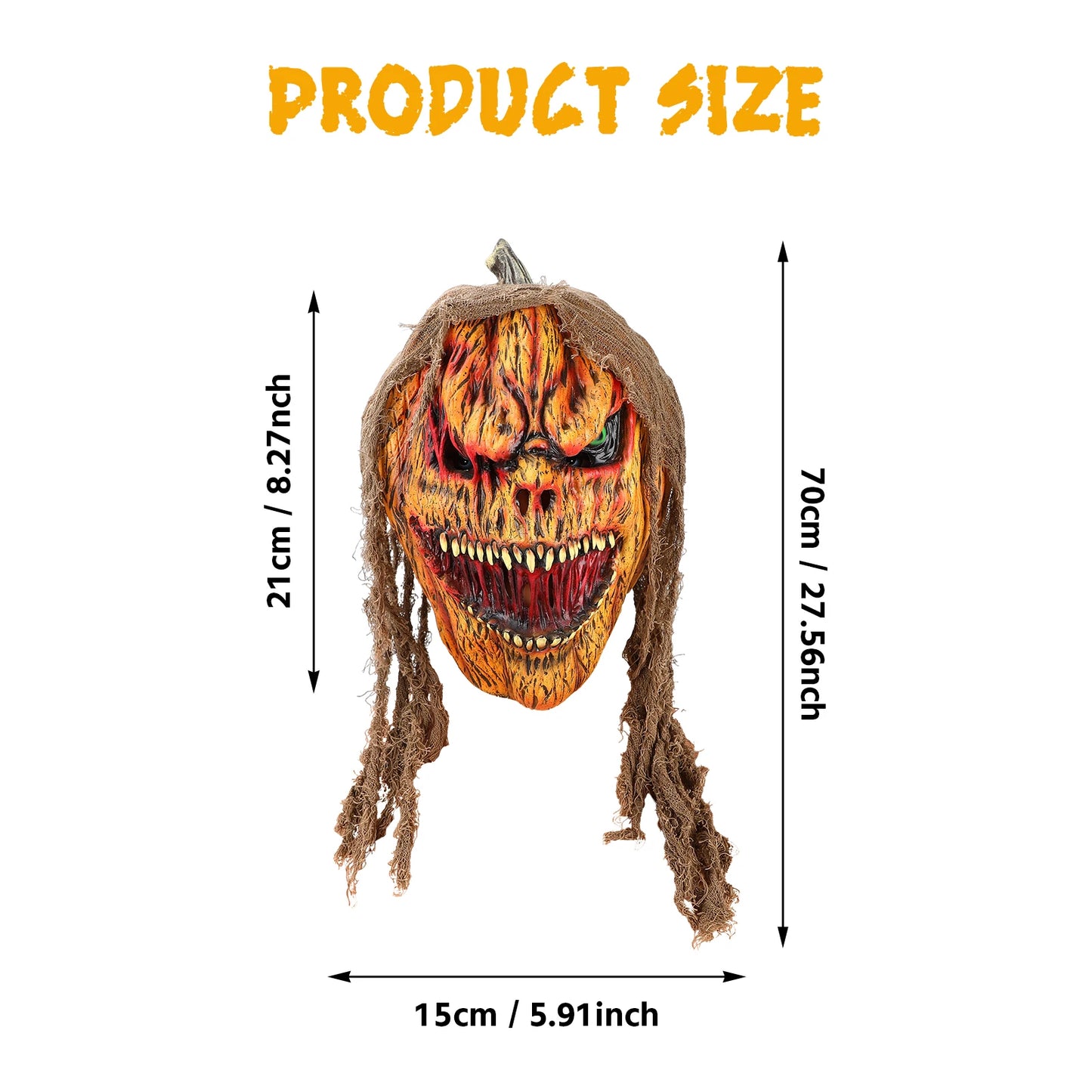 Halloween Scary Pumpkin Ghost Wig Cosplay Mask For Women