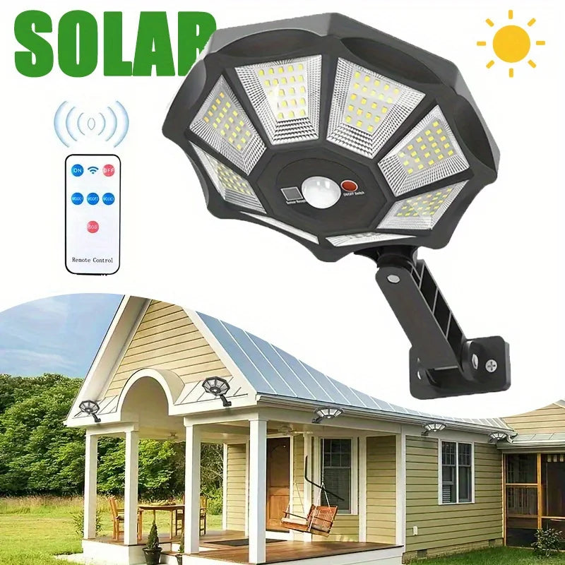 1Pack Solar Lights Outdoor 168LED 6500K Motion Sensor Flood Light Dusk to Dawn Solar Street Lamp for Yard Garden Pool Driveway