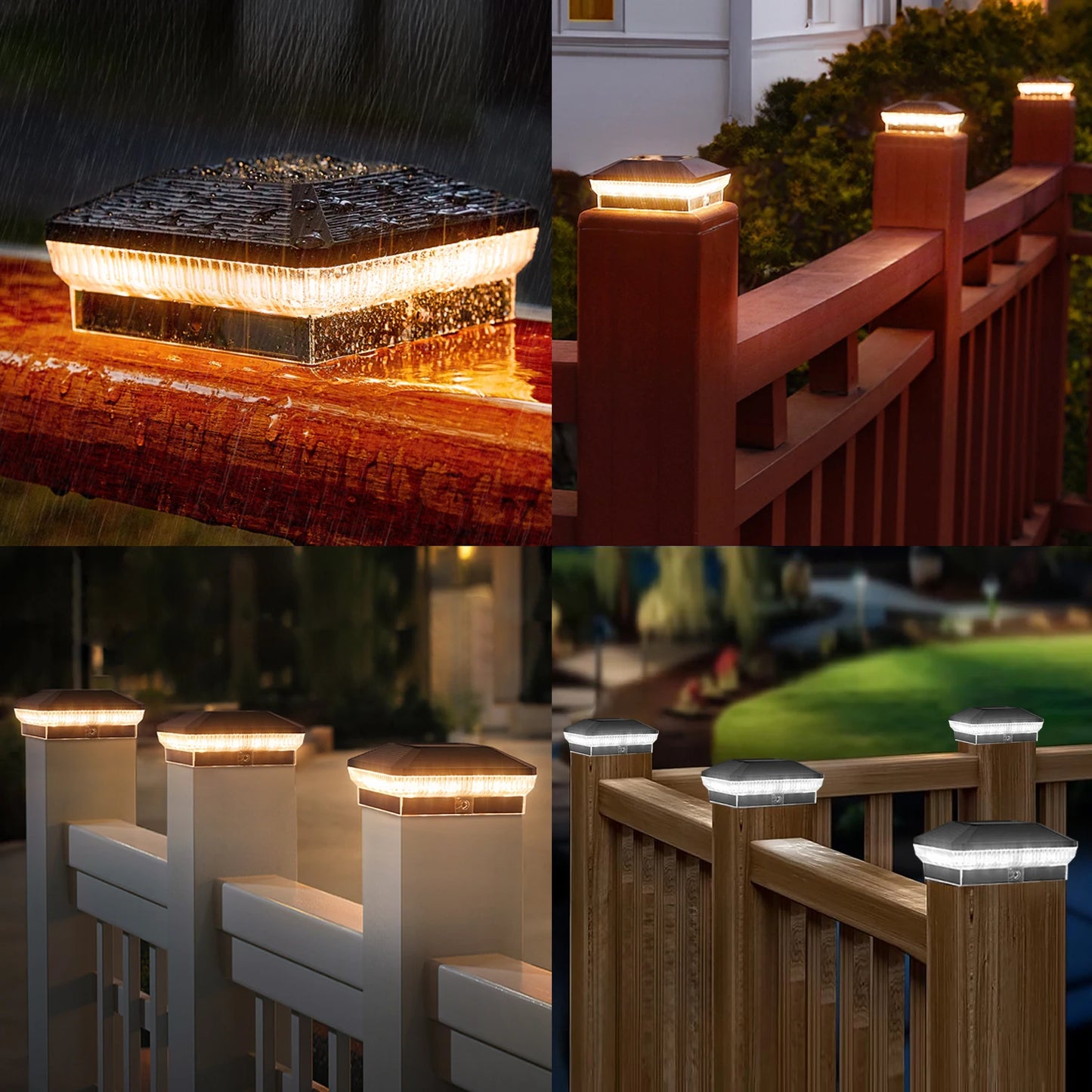 6 Pack 4x4 Solar Post Lights Outdoor 40 LEDs 30 Lumens with 3 Modes