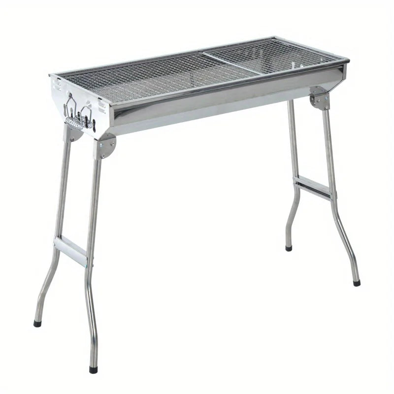 Portable Stainless Steel Barbecue Grill Folding Rack Outdoor