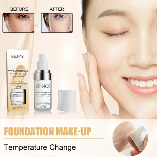 3pcs Color Changing Foundation Liquid Brighten Skin Tone Concealer High Full Coverage Face Moisturizing Waterproof Base Makeup