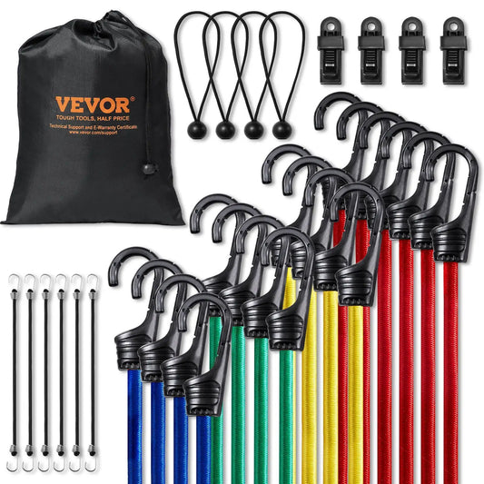 32 Pcs Bungee Cords Set 8 mm Heavy Duty Bungee Straps with A3 Steel Hooks