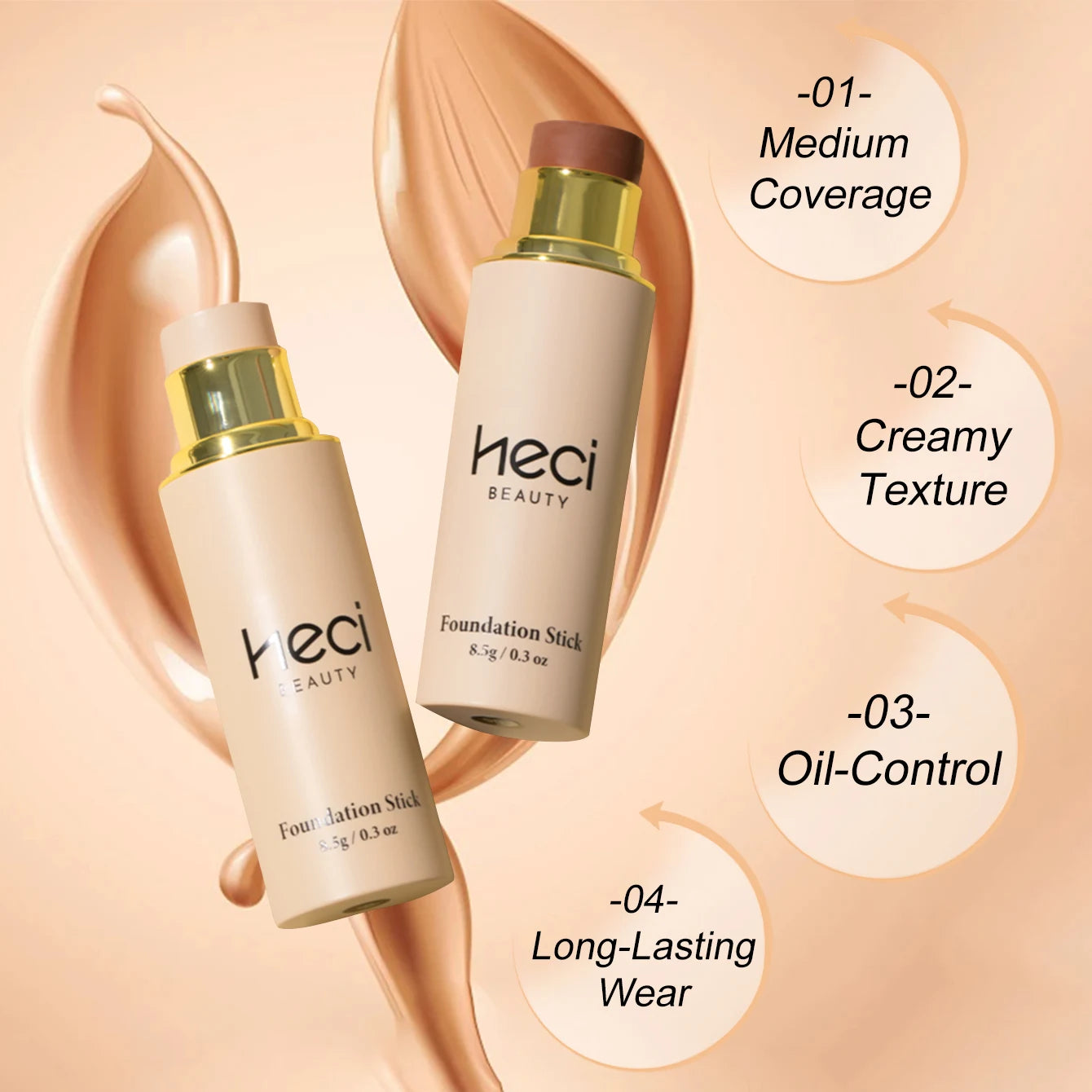 Foundation Stick, Photo Ready Face Makeup for All Skin Types, Longwear Full Coverage with Creamy Finish, Lightweight Formula