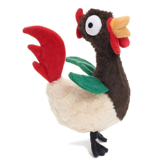 Squeaky Crinkle Rooster Dog Toy for Chewers Tough Interactive Plush Puppy Play Whip Flip Limbs De Fluffers Grunt Tube Noise