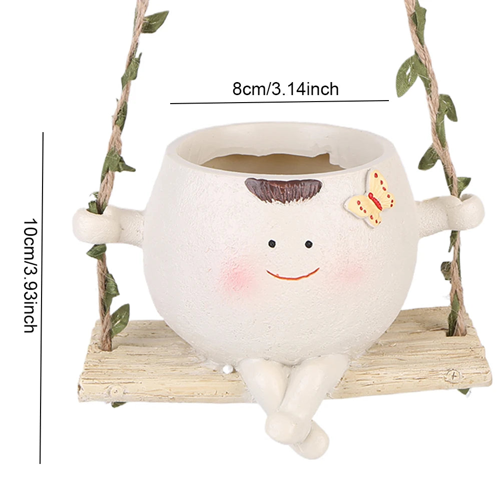 Face Head Planter Resin Smiling Face Planter Creative Wall Hanging Head Planter Multifunctional Home Garden Patio Accessories