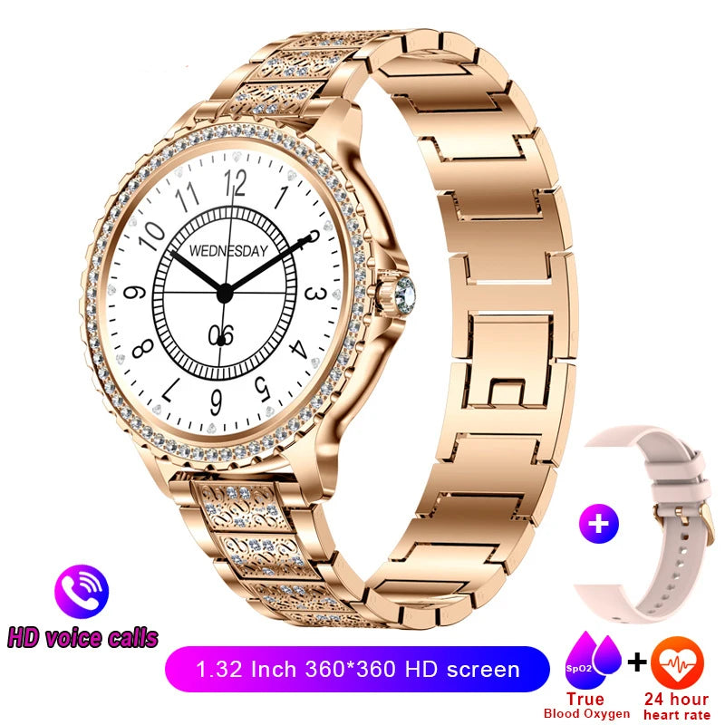 Xiaomi Mijia Women Smart Watch True Blood Oxygen 1.32Inch 360*360 HD Screen Diamond Bracelet Bluetooth Call Ladies