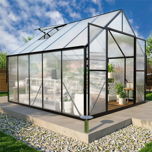 Outdoor Large Polycarbonate Aluminum Walk In Greenhouse