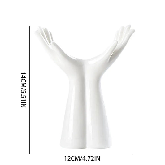 Hand Shape Vase Photo Prop Modern Aesthetic Flower Arrangement Unique Vase for Anniversary Office Home Tabletop Decoration