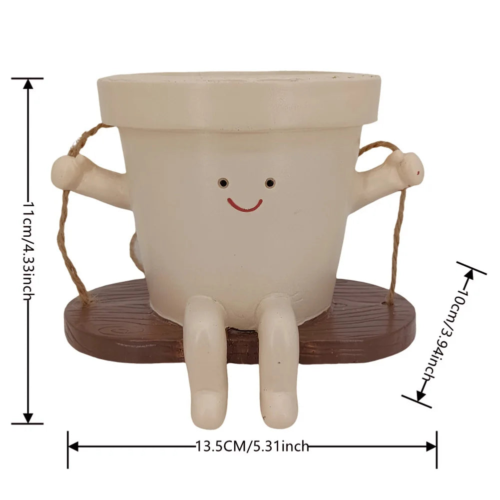 Face Head Planter Resin Smiling Face Planter Creative Wall Hanging Head Planter Multifunctional Home Garden Patio Accessories