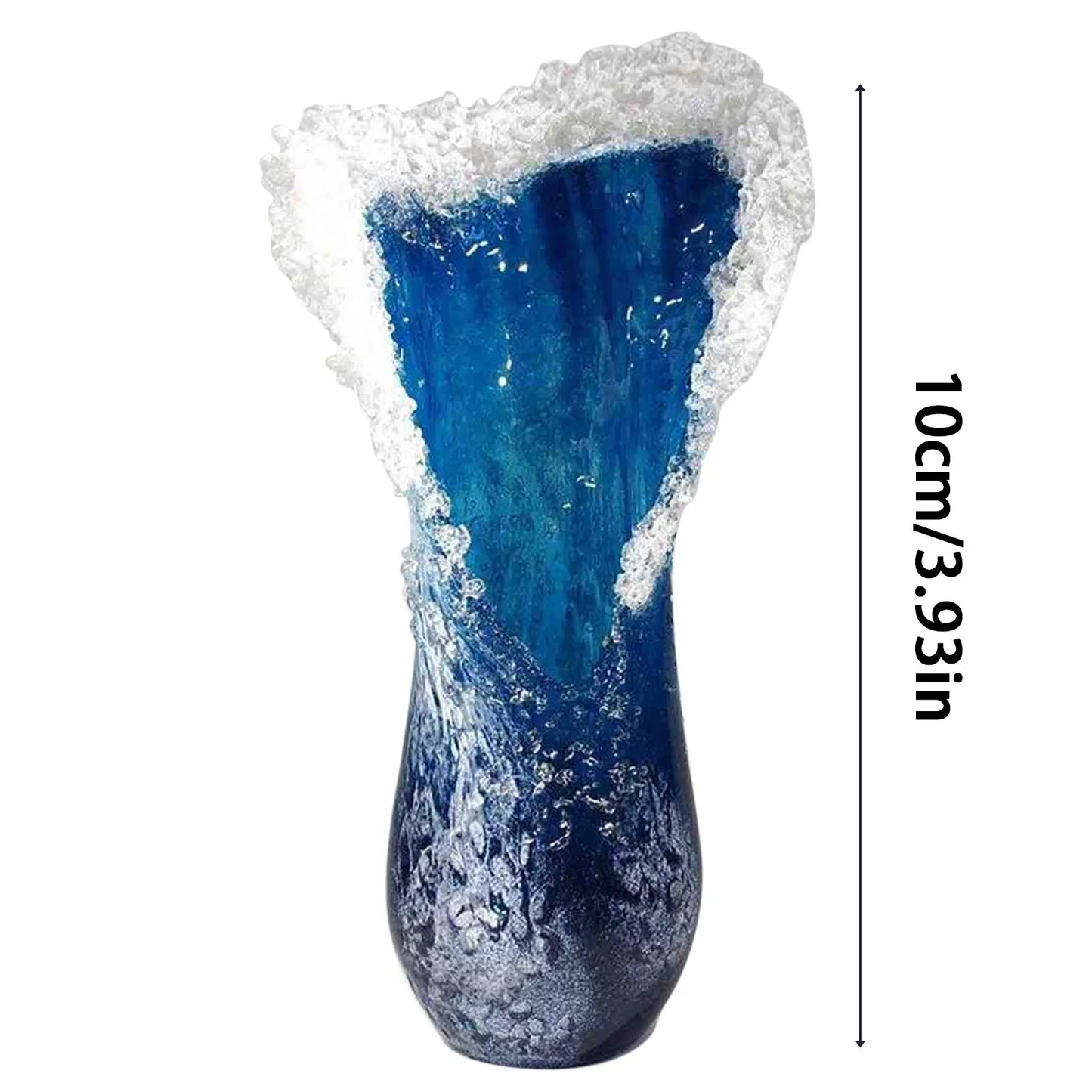 Sea Wave Vase Wavy Resin Blue Decor for Office Living Room Coffee Shop