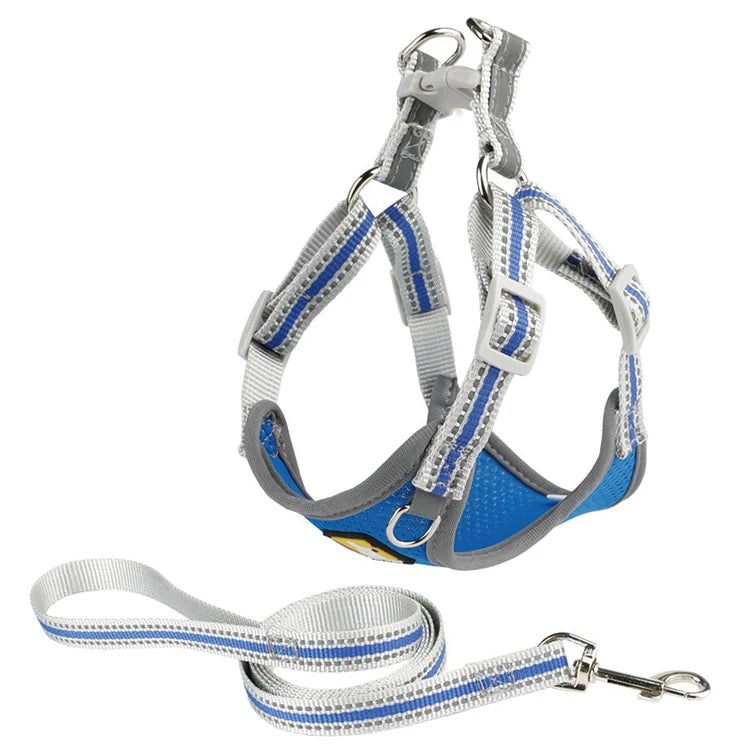 Amaz  Seller Breathable Adjustable Reflective Pet Dog Harness Set with Leash for Small Medium Dogs