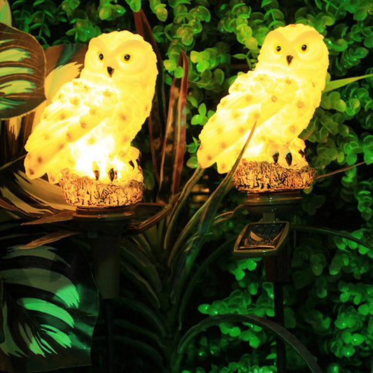 Solar LED Lights Outdoor Decorative Lawn Stake Owl Yard Art Garden Decor Solar Energy Powered Waterproof Outdoor Light
