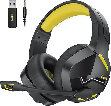 Binnune BW01 Wireless Gaming Headset with Microphone for PC PS4 PS5 2.4G Bluetooth USB Gamer Headphones with Mic for Laptop Computer