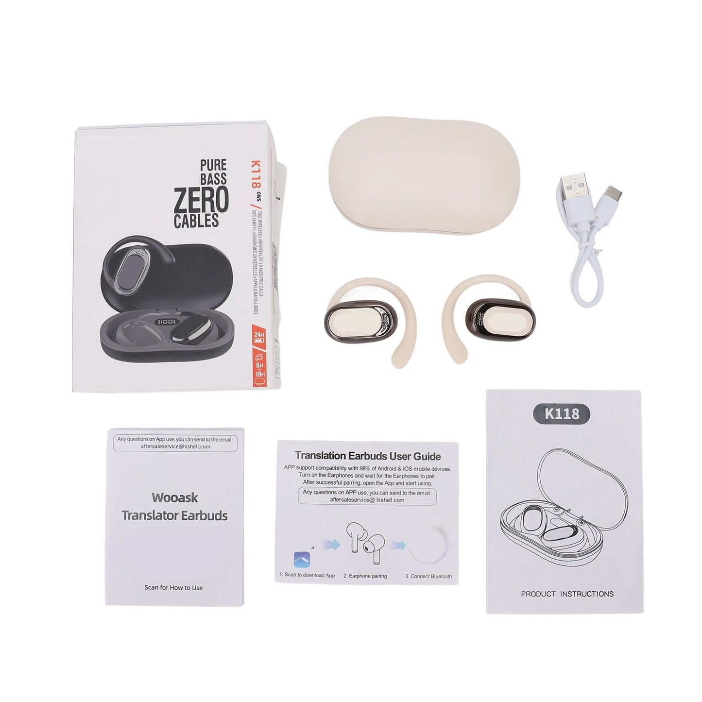 Language Translator Earbuds Music Playing Bluetooth 5.4 Wireless Earbuds Real Time 144 Languages with Charging Case for Travel