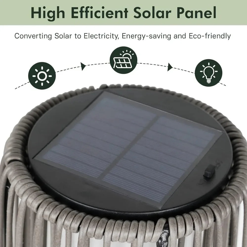 Outdoor Floor Solar Light 2-Pack, Wicker Solar Patio Lamp Waterproof Outside Deck Lamp for Porch, Yard, Garden, Lawn Decorations