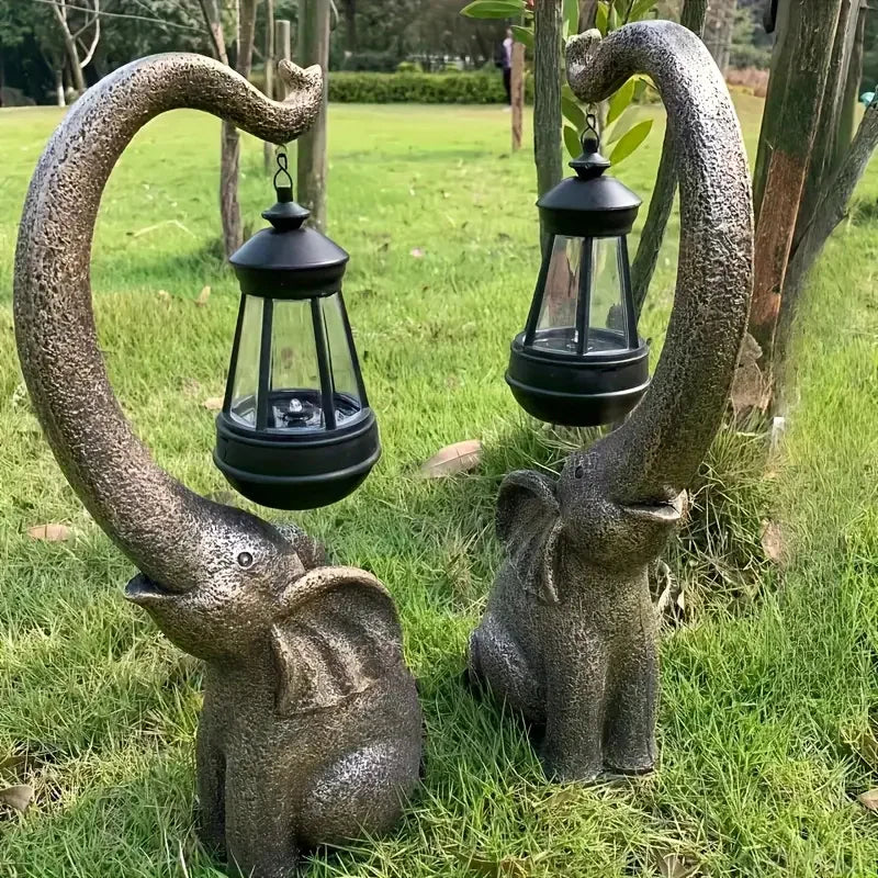 1 Pack Elephant-Shaped LED Solar Lights Garden Resin Crafts Ideal for Patio Decor Used For garden，yard，pool，Lawn 100mah