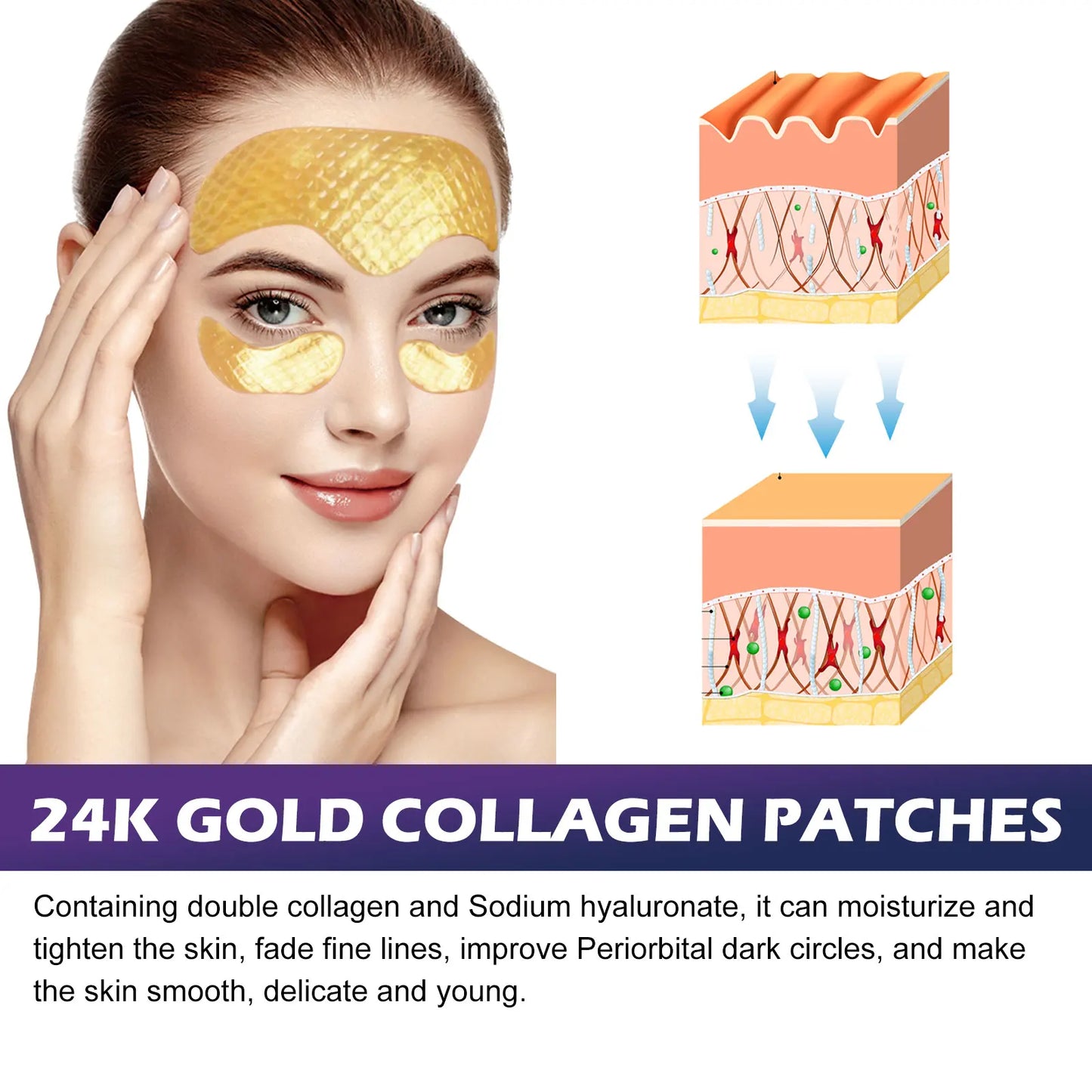 24k Gold Eye Mask Lifting Forehead Line Removal Eye Bag Firming Anti Aging Frown Treatment Smoothing Anti Wrinkle Forehead Patch