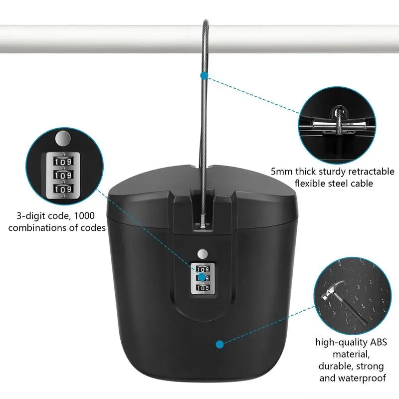 Outdoor Portable Safe Box Beach Bucket With Steel Wire Safes 3-Digit Password Lock Storage For Riding Sports Swimming