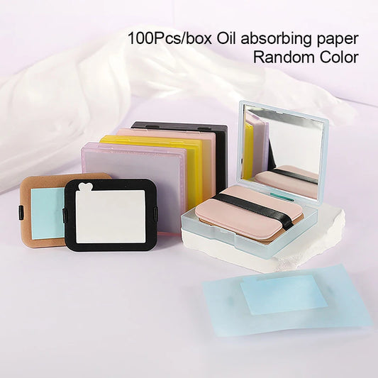 Oil Absorbing Papers With Mirror Case Portable 100 Sheets