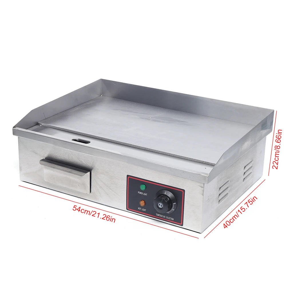 Flat Top Grill 22 Inch Commercial Electric Countertop Griddle Nonstick Restaurant Teppanyaki Cooking Stove for Outdoor Home Barbecue