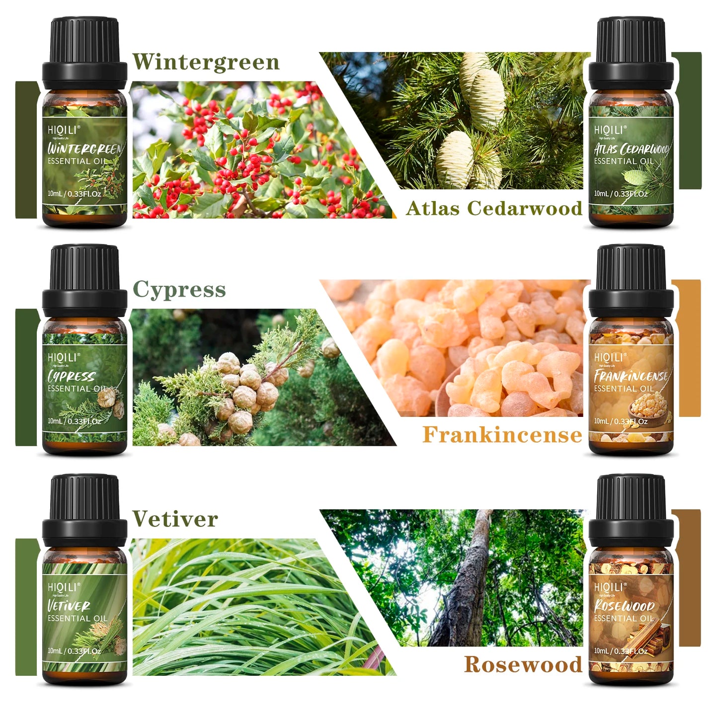 HIQILI Woody Fragrance Oils Set TOP 6PCS 10mL Gift for Diffuser Candles Soaps