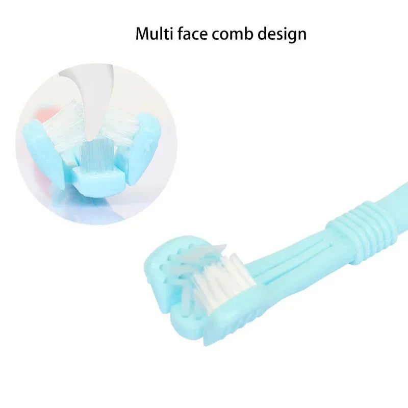 Three Sided Pet Toothbrush Three-Head Multi-angle Toothbrush Cleaning Dog Cat Brush Bad Breath Teeth Care Tool
