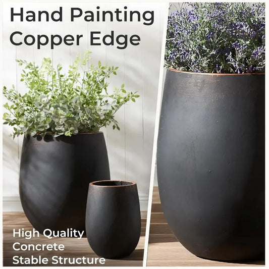 Large Outdoor Planter ,17.7"+13.3"+9.5" Dia Round Concrete Planter Set of 3