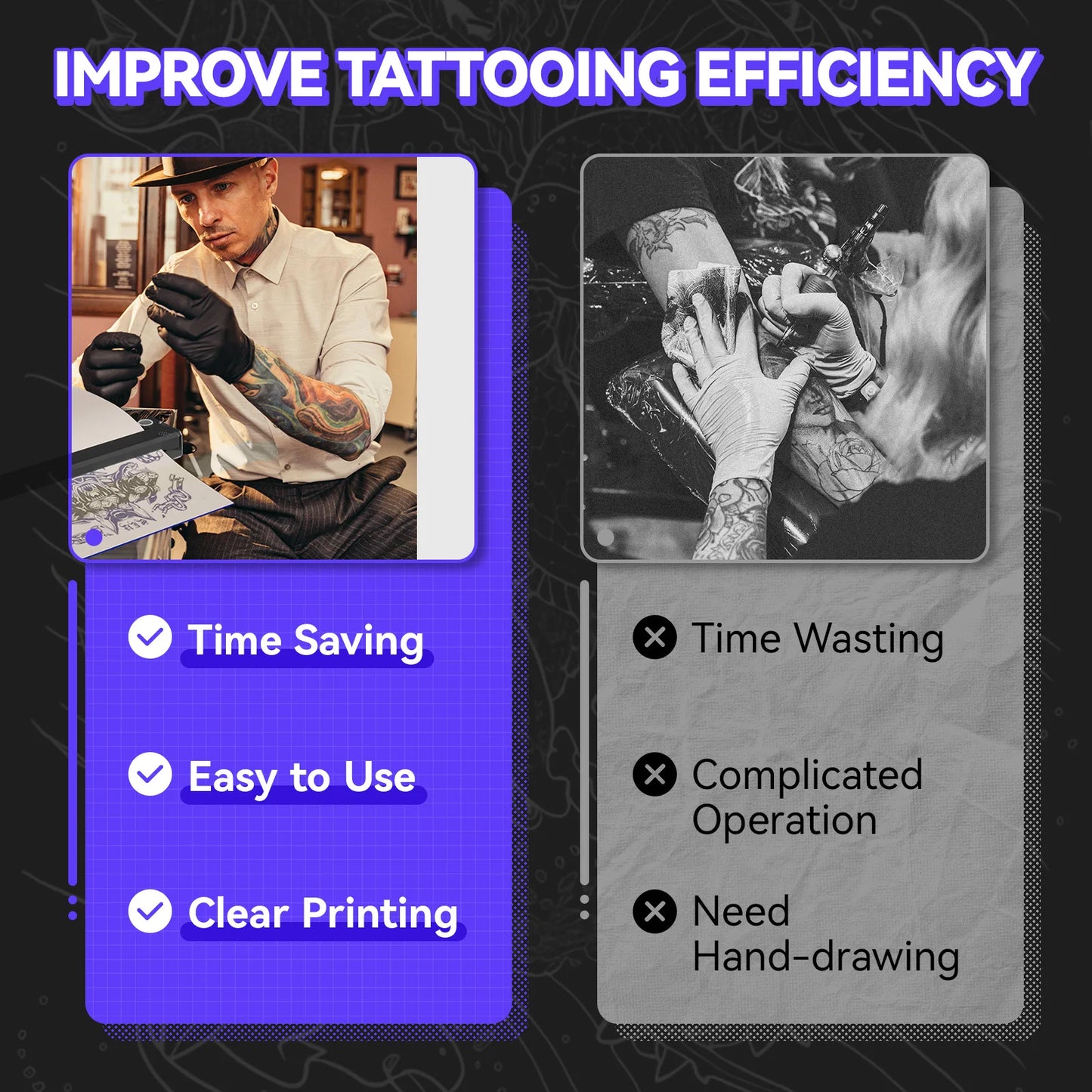PeriPage P90 Wireless Tattoo Transfer Stencil Printer, Thermal Tattoo Machine with 5pcs Free Transfer Paper
