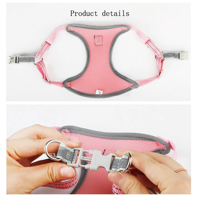 Amaz  Seller Breathable Adjustable Reflective Pet Dog Harness Set with Leash for Small Medium Dogs