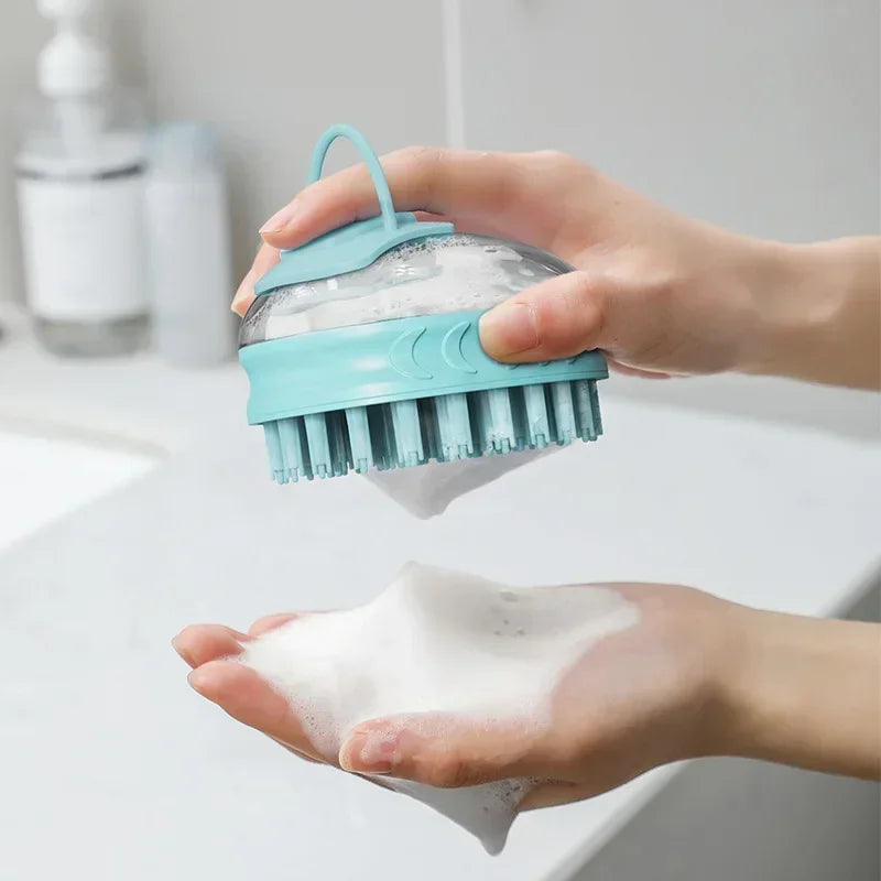 Dog Washing Massage Silicone Bath Pet Shampoo Brush With Soap Dispenser Dog Grooming Brush