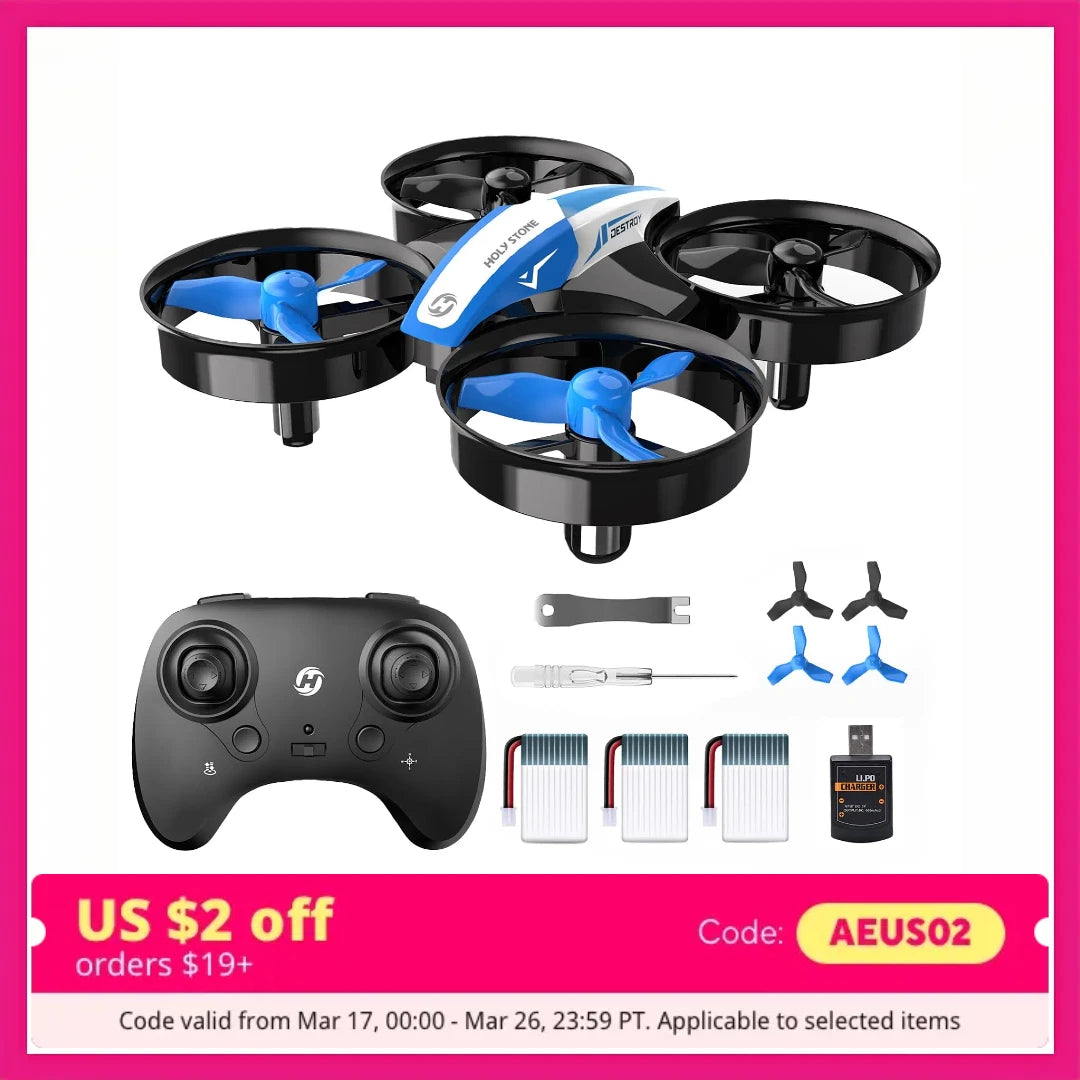 Holy Stone Mini Drone For Kids Beginners Hover 3D Flips Blue