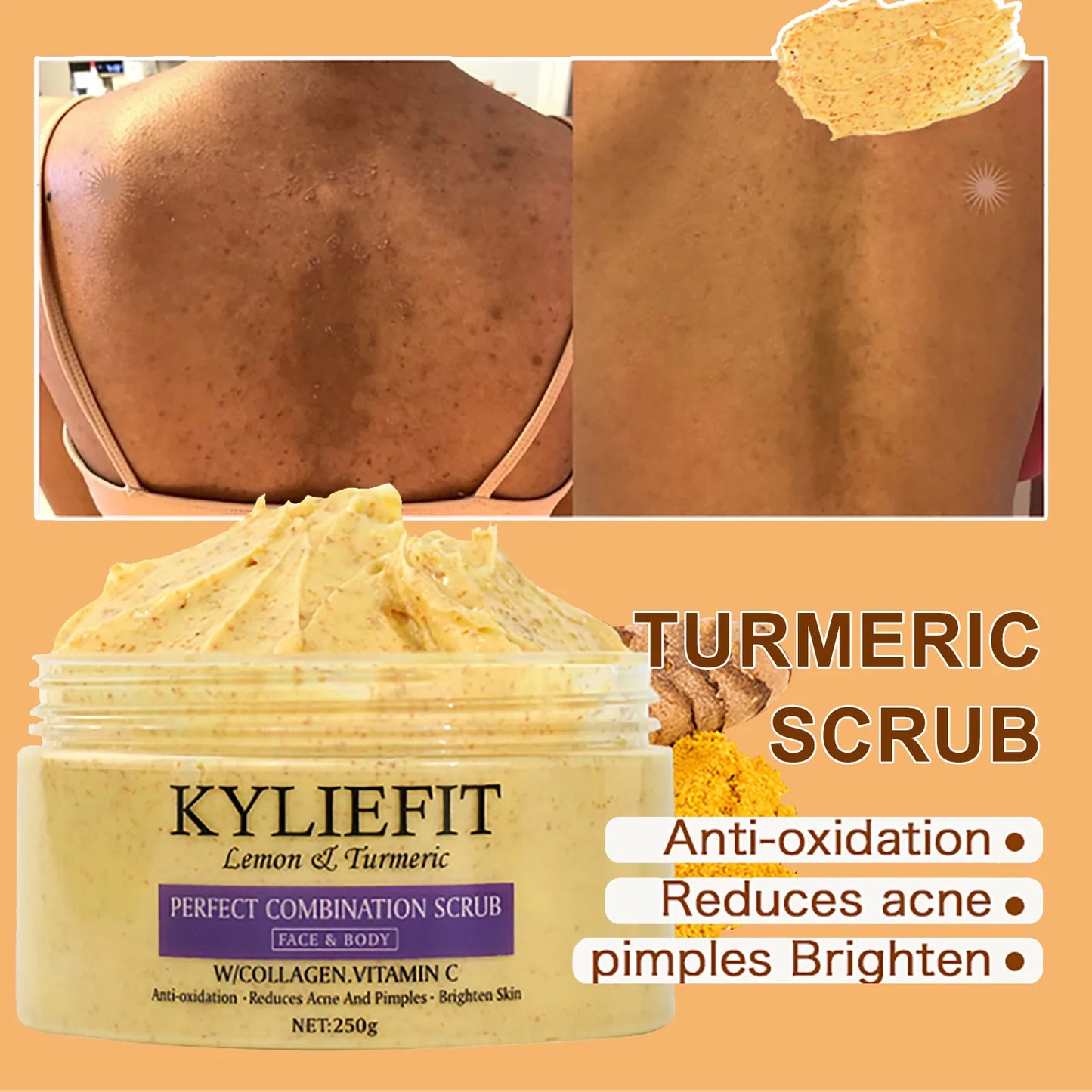 Organic Turmeric Skin Care Kit Brighten Remove Darkness Lighten Hydrate Exfoliate Even Skin Tone for Private Label
