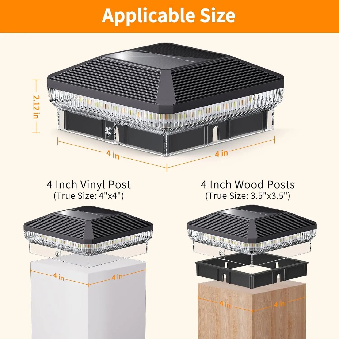 6 Pack 4x4 Solar Post Lights Outdoor 40 LEDs 30 Lumens with 3 Modes