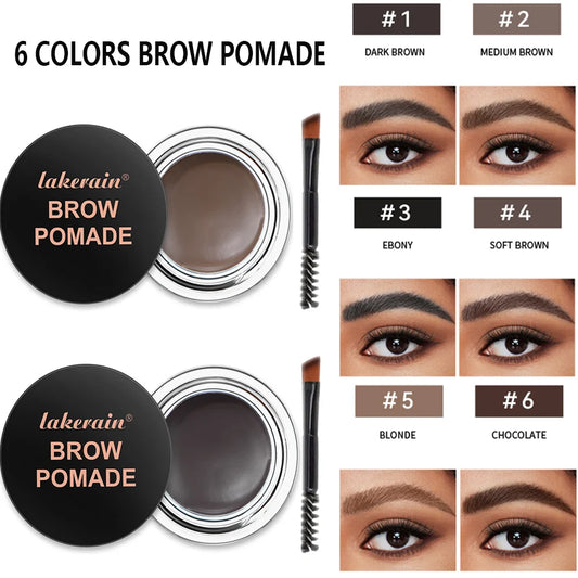 Long Lasting Eyebrow Pomade Gel 6 Colors Waterproof Brush