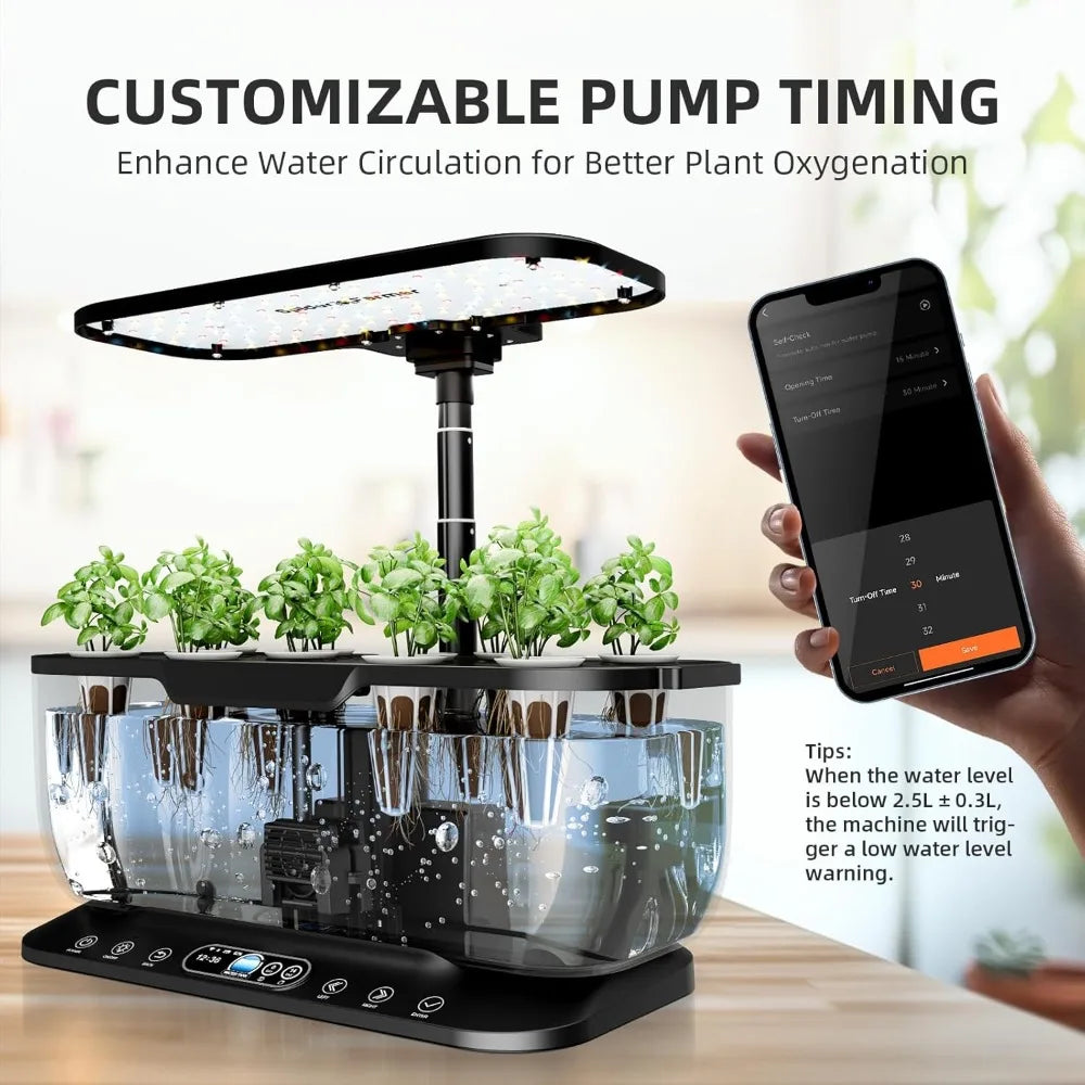 SmartG12 Hydroponics Growing System, 12 Pods Indoor Garden with 36W LED Grow Light Full-Spectrum, APP & WiFi Controlled
