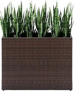 LEWIS&WAYNE Tall Planters for Outdoor Plants Handmade Wicker Large Rectangular Block Planter Box with Removable Liners Modern Pl