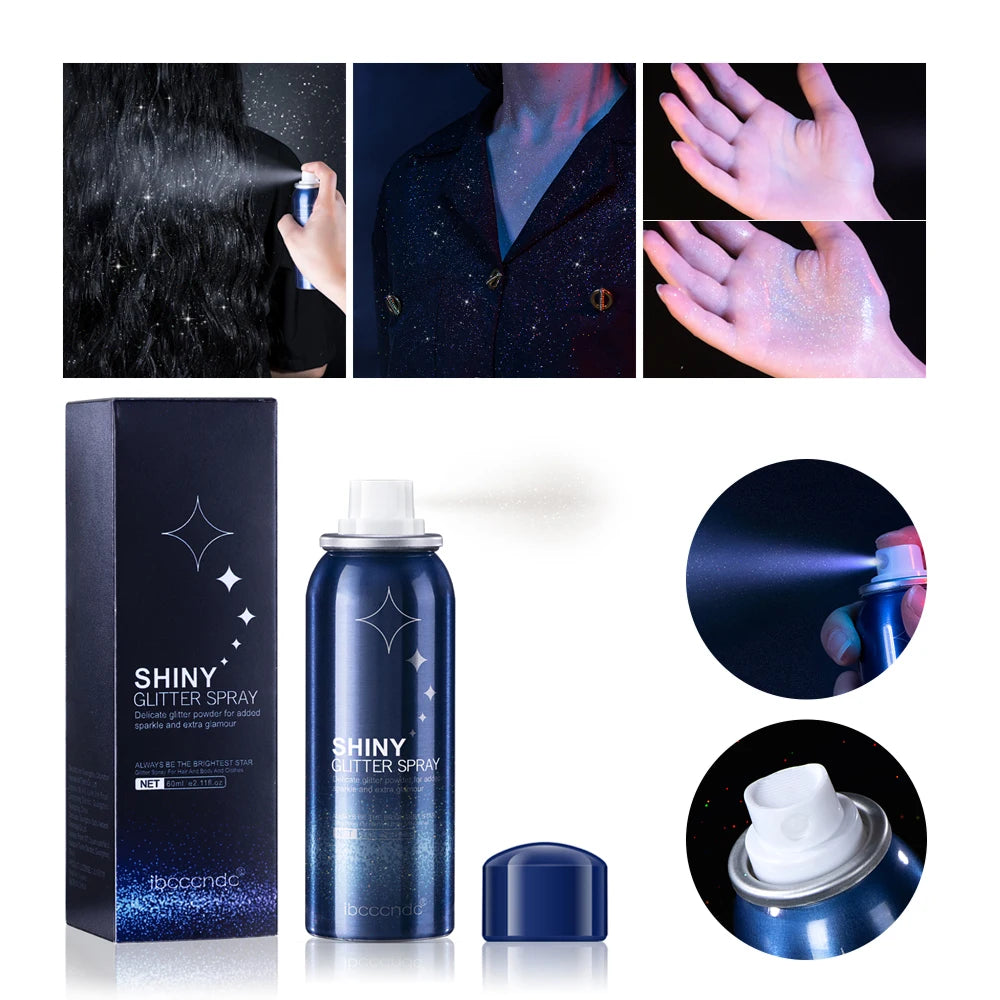 60ml Waterproof Gloss Silver Glitter Spray for Body and Face
