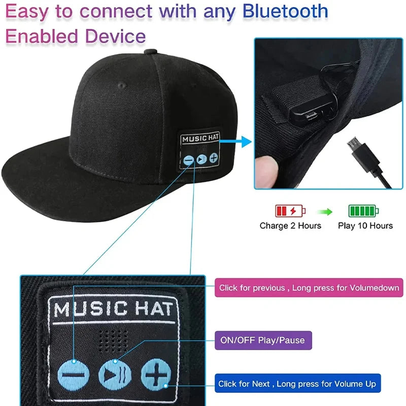 Fashion Bluetooth 5.0 Headphones Headset Baseball Cap Wireless Summer Hats With Stereo Earphone Mic Outdoor Hands-free Earbuds