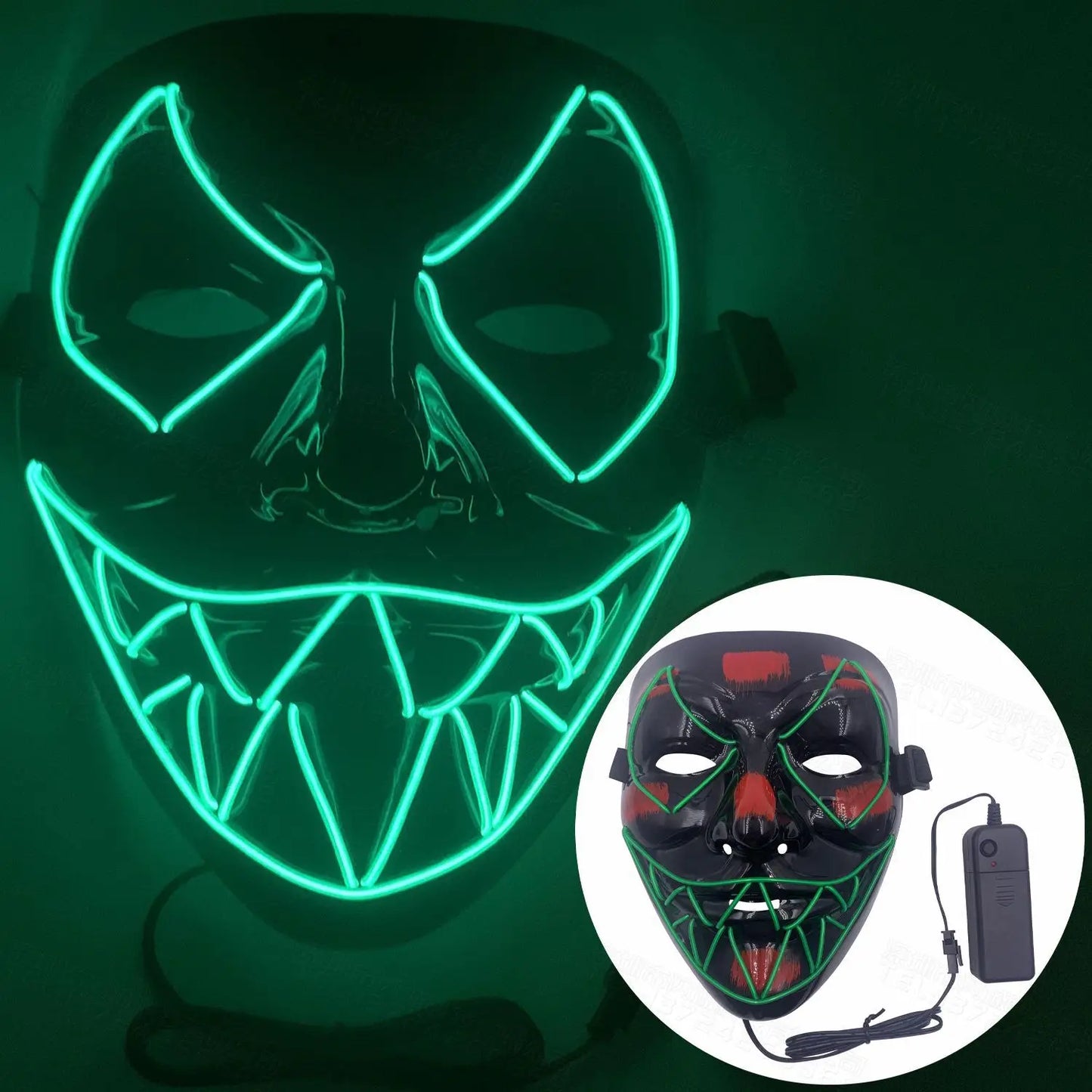 Halloween LED Mask Neon Glow Party Masquerade Mask Glow