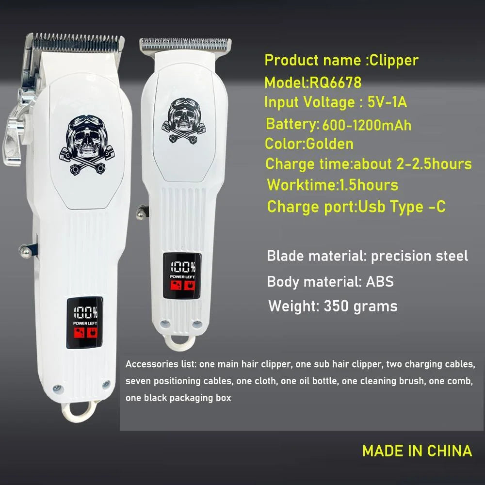 LARGNER Hair Clippers Men, Beard Trimmer Professional Cordless Electric Shaver Machine 6000RPM Grooming Haircut Kit