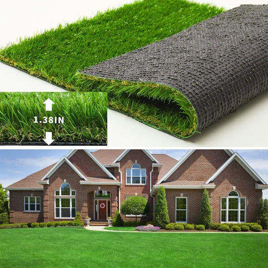 Artificial Turf Synthetic Grass Pile High, Artificial Grass Mat with Drainage, Outdoor Landscape, Fake Lawn, Garden, Patio