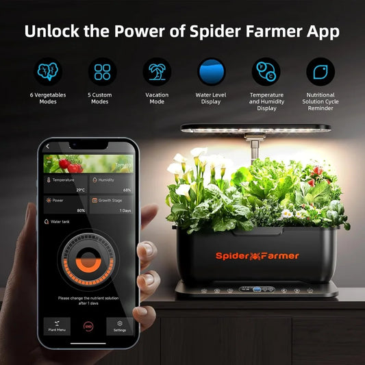 SmartG12 Hydroponics Growing System, 12 Pods Indoor Garden with 36W LED Grow Light Full-Spectrum, APP & WiFi Controlled